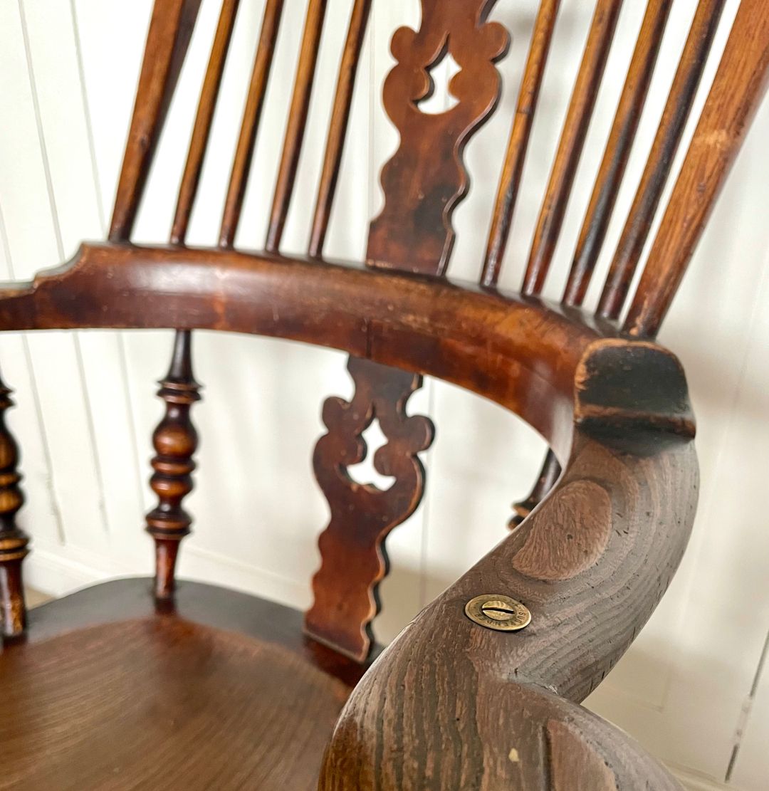 Antique Smoker's Bow Broad Arm Windsor Back Chair photo buy