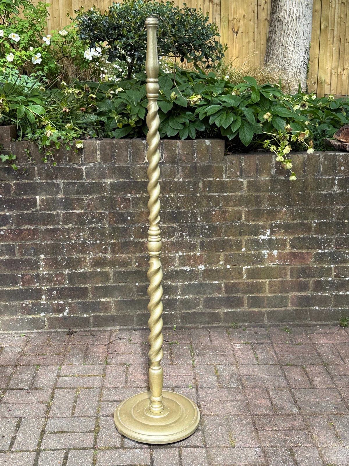 Antique Barley Twist Standard Lamp Gold Painted Wooden Floor Lamp Early Mid 1900s   Needs Wiring photo furniture