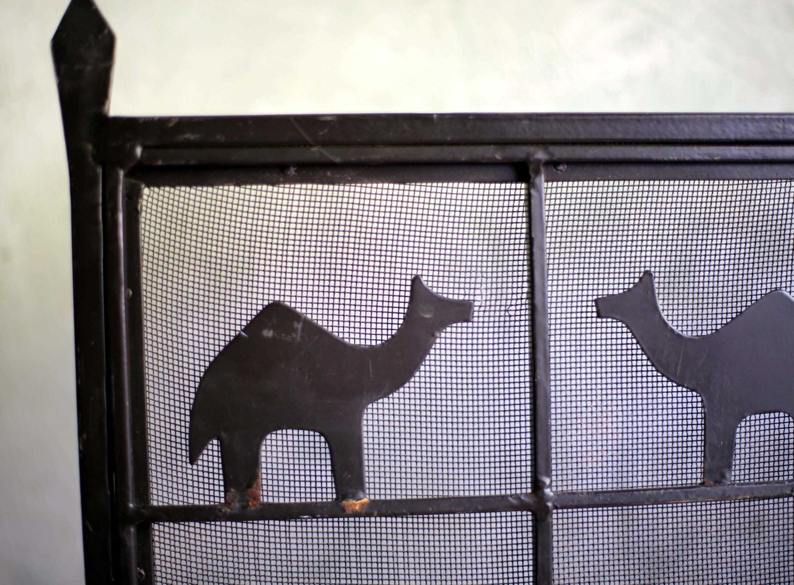 Atelier De Marolles Animal Firescreen Jean Touret Wrought Iron Fire Guard Firewall Brutalism photo vintage
