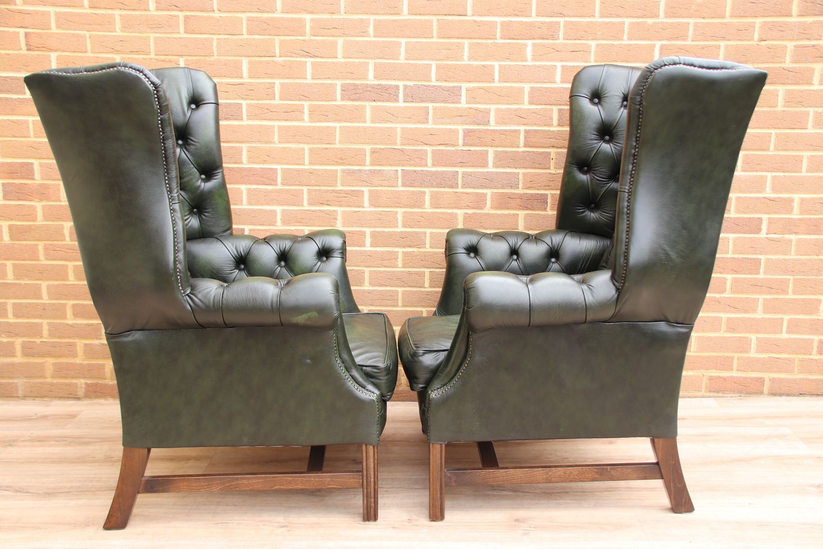 Pair Of Manchester Chesterfield High Back Directors Armchairs photo Furniture
