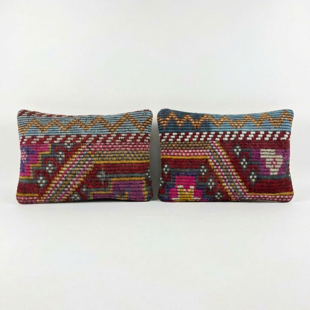 Bohemian Kilim Lumbar Pillow Cover 35 X 50 Cm   Set Of Two