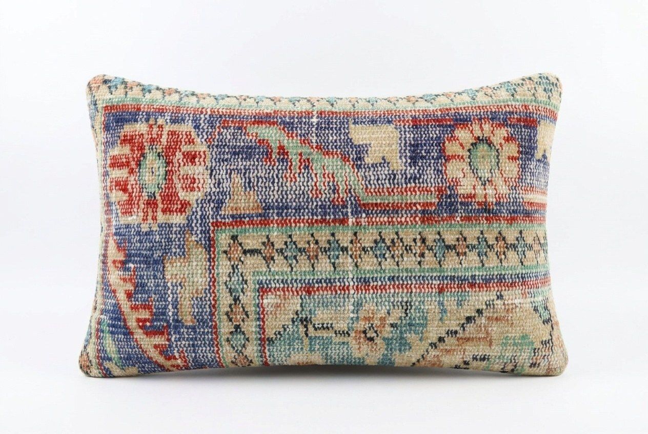 Housse de coussin lombaire en tapis anatolien, 35 x 50 cm