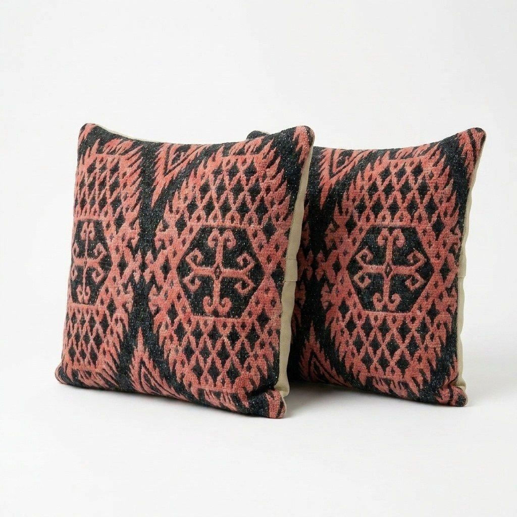 Housse de coussin kilim tissée à la main, 39 x 41 cm, lot de deux photo furniture