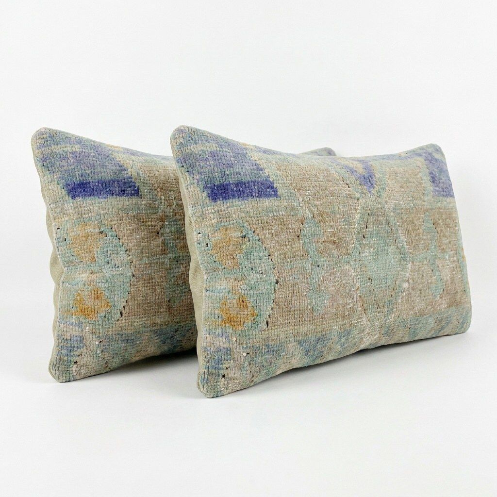 Housse de coussin lombaire kilim rayé 29 x 60 cm & 39 x 60 cm, lot de deux photo for sale