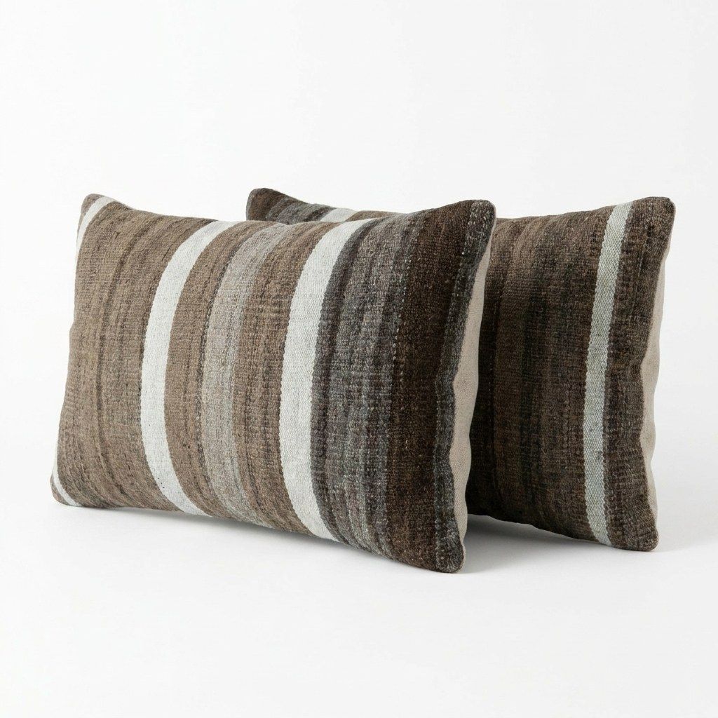 Turkse Kilim Lendenkussen Hoes 28 x 50 cm, Set van Twee photo furniture