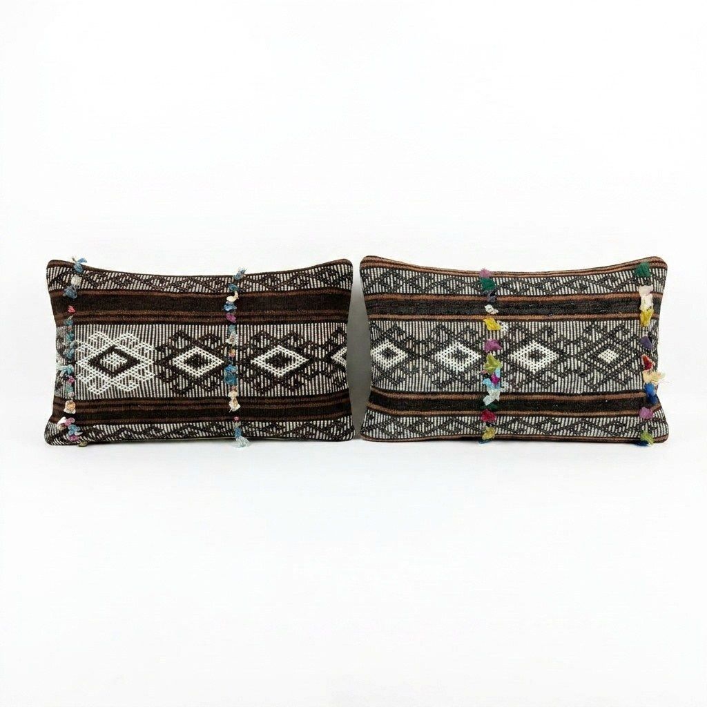 Gestreepte Kilim Lendenkussenhoes 37 x 60 cm & 40 x 60 cm, Set van Twee