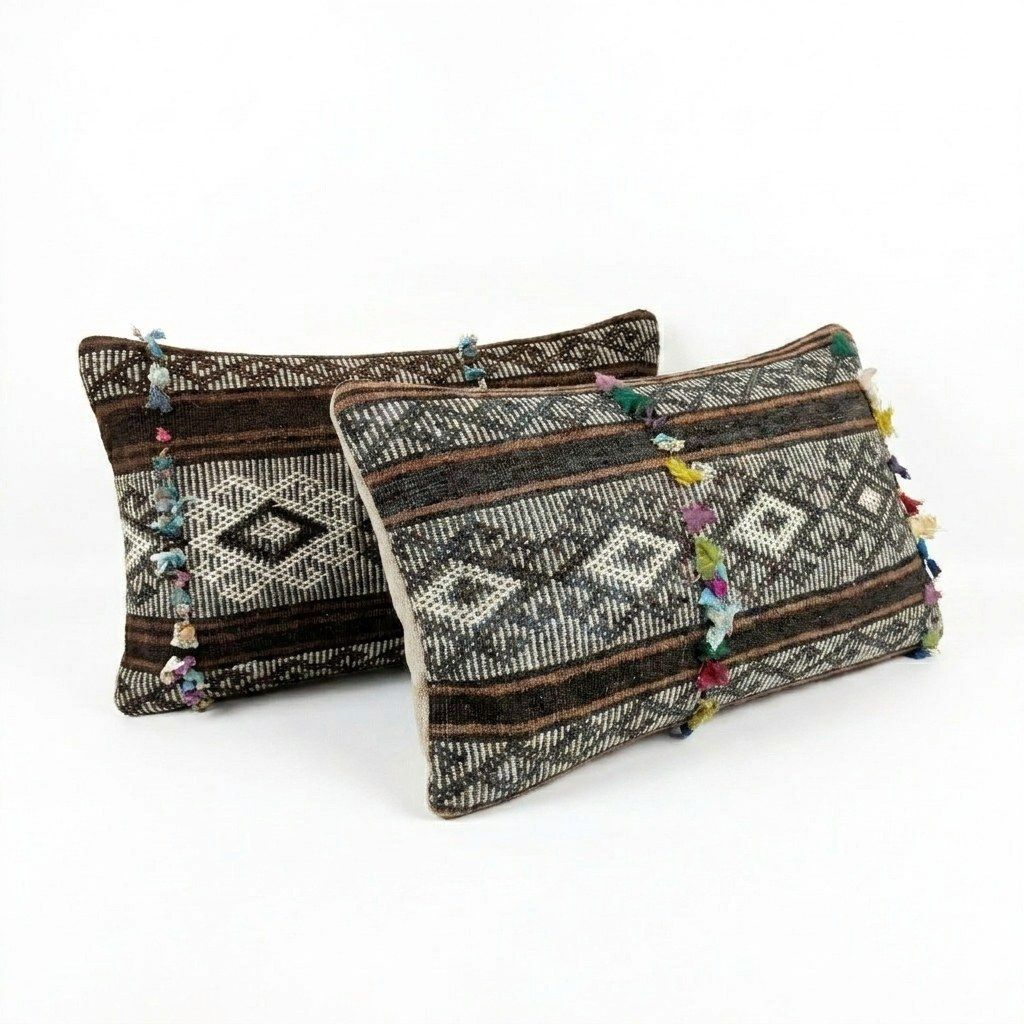 Striped Kilim Lumbar Pillow Cover 37 X 60 Cm & 40 X 60 Cm   Set Of Two photo for sale