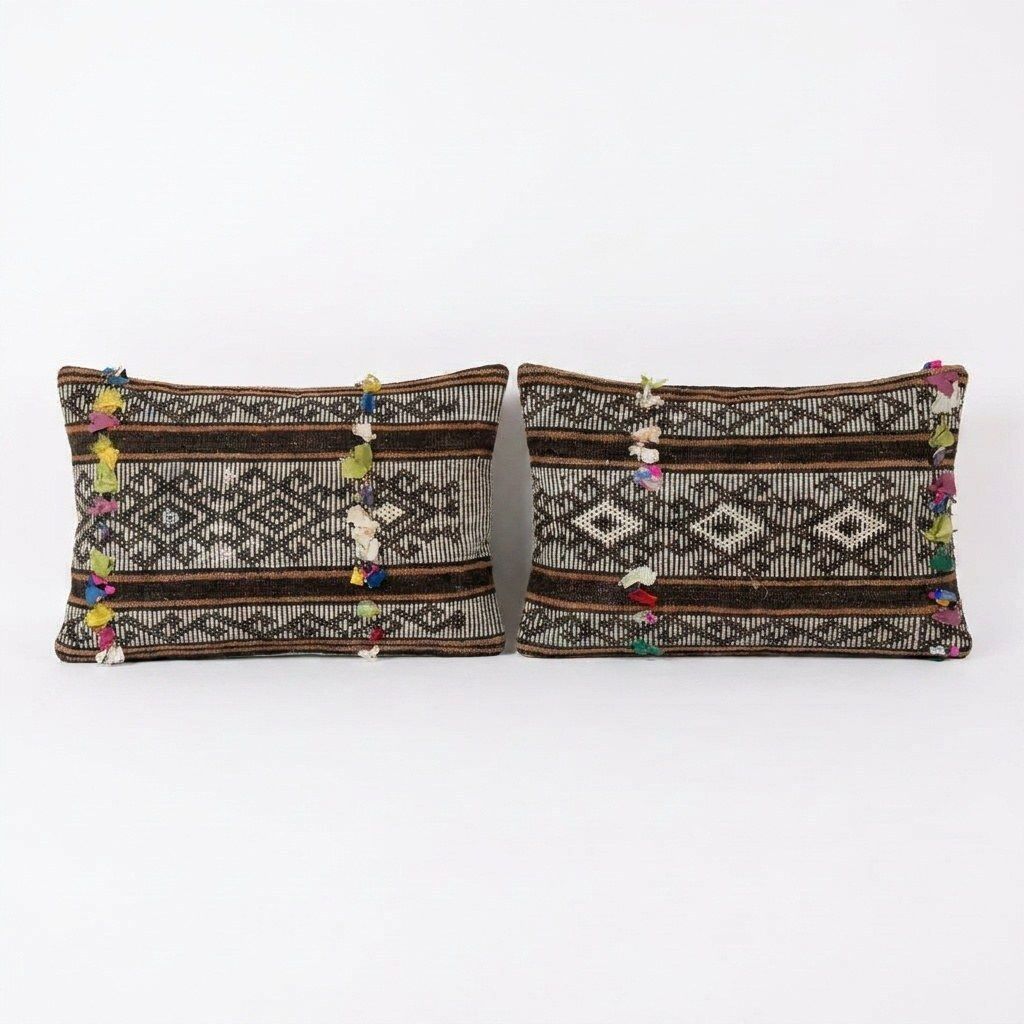 Boheemse Kilim Lendenkussenhoes 40 x 60 cm, set van twee