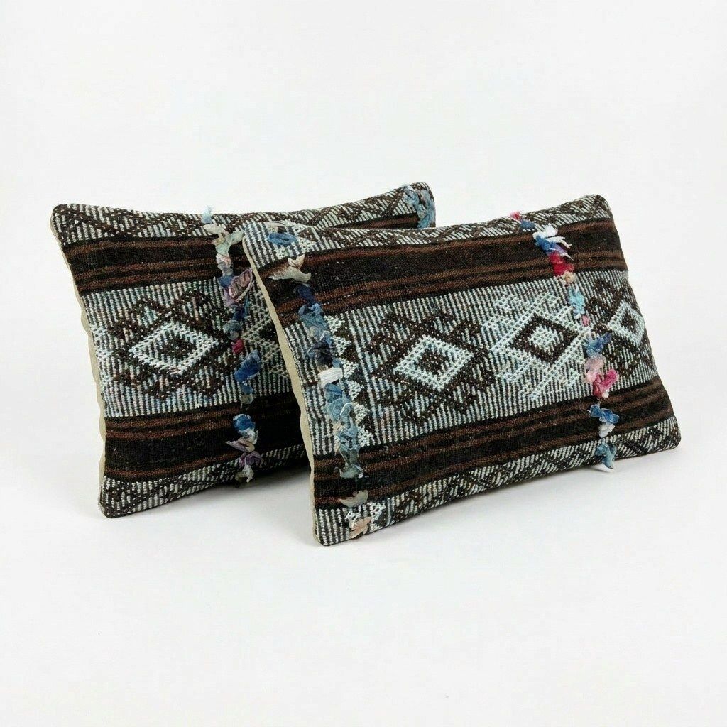 Turkische Kilim Lumbarkussenhoes 36 x 50 cm, set van twee photo for sale