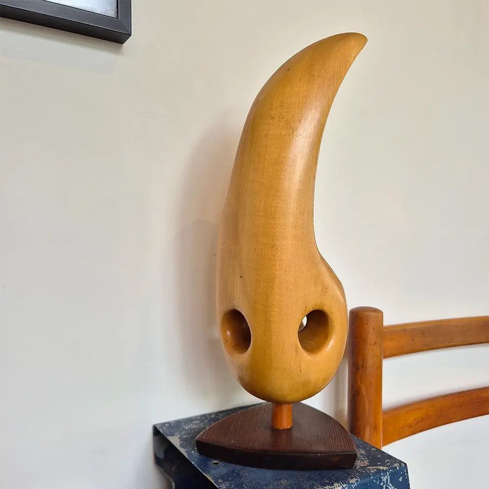 Vintage 1960's Modernist Wooden Sculpture / Study: Mid Century Brutalist Style photo Art
