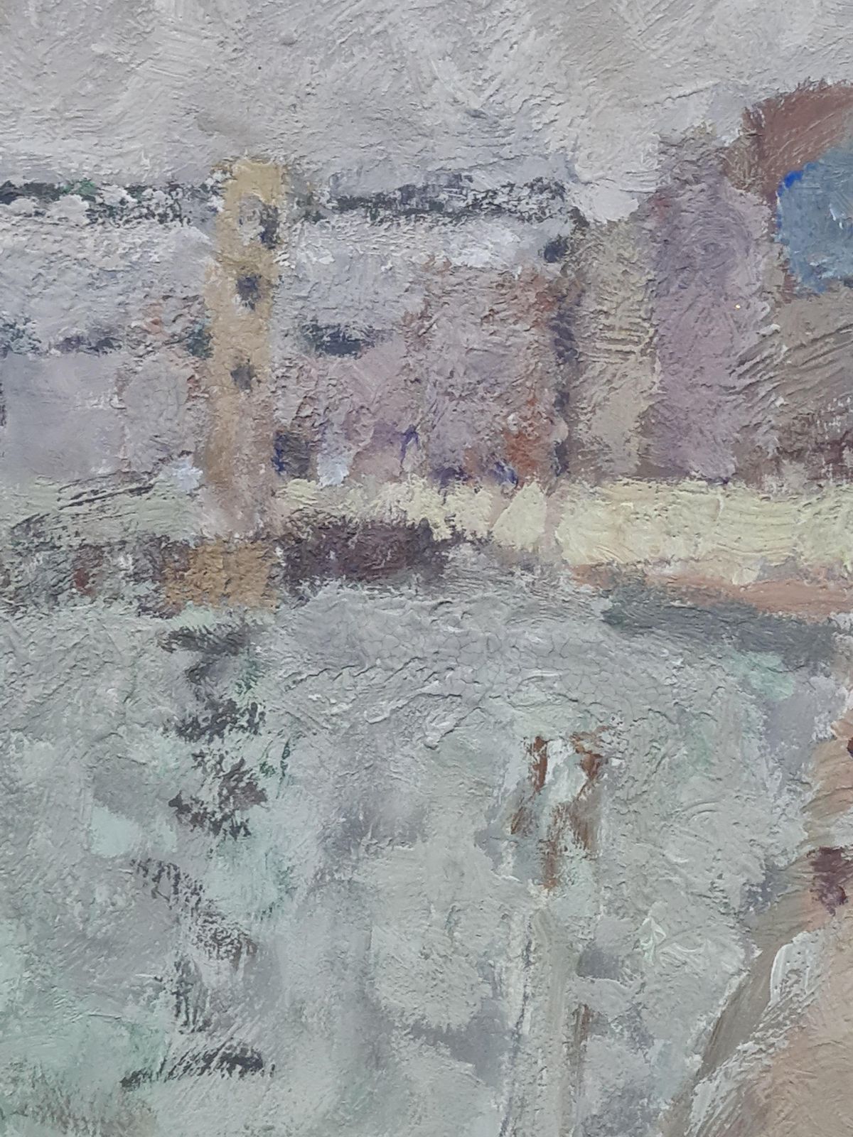 Harbour Scene And Bridge, Oil On Card, Signed, Late 20th Century photo Art