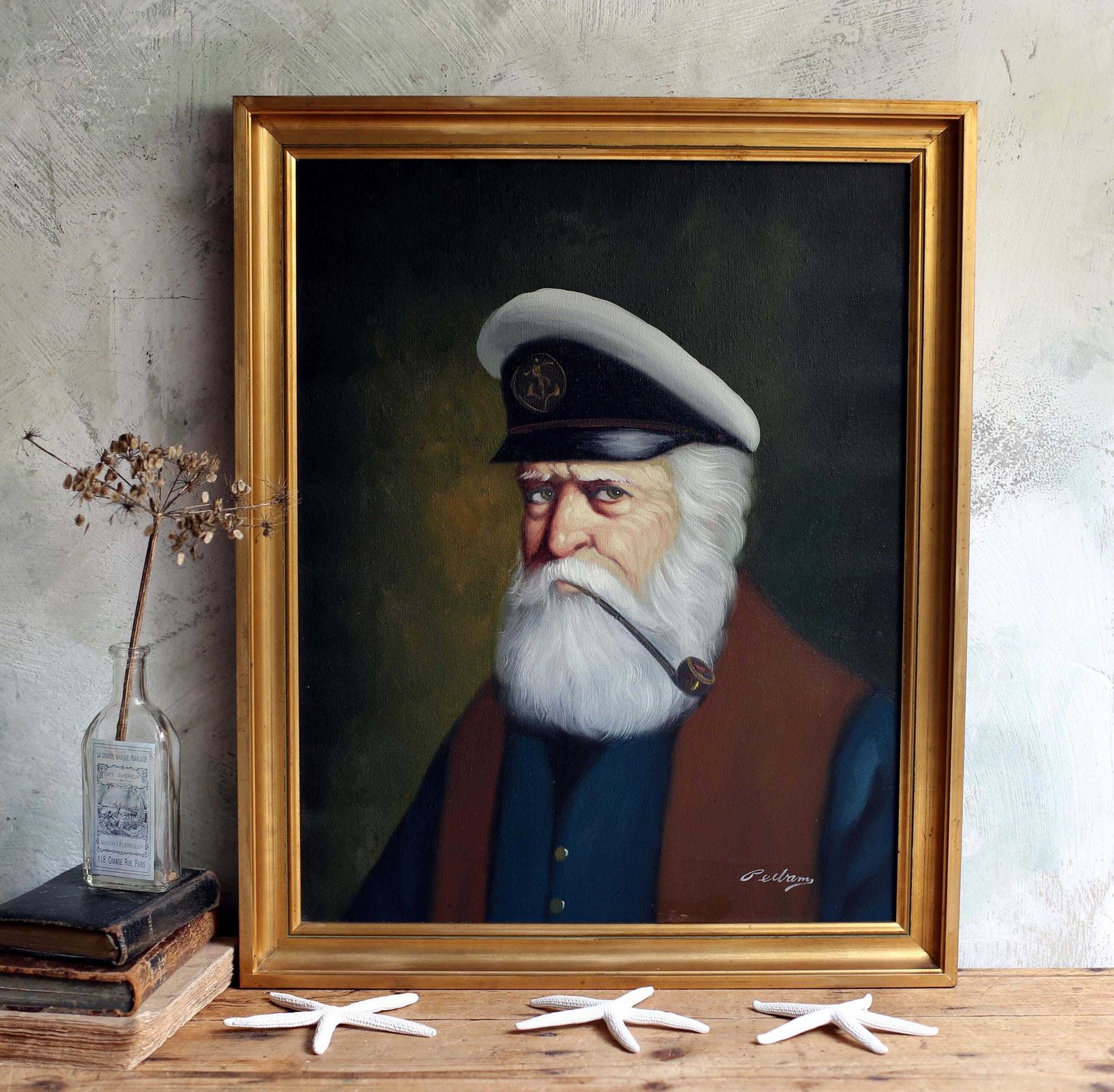 Original Portrait Of A Sailor By David Pelbam Painting Signed & Framed photo for sale