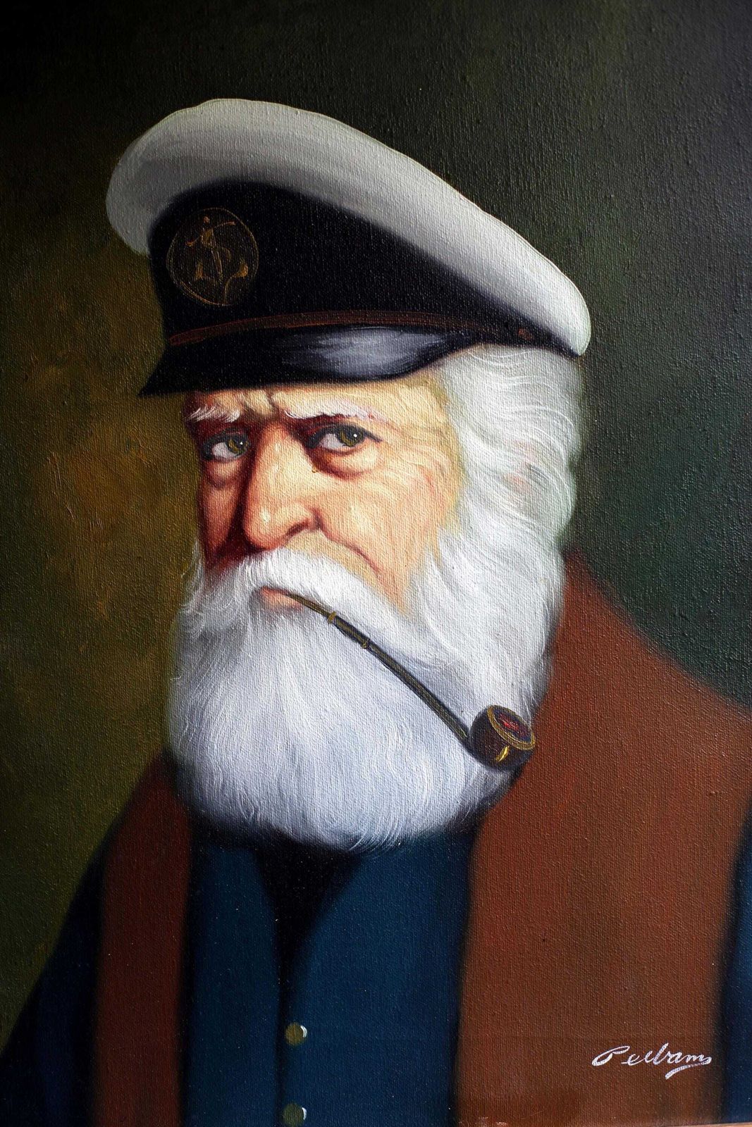 Original Portrait Of A Sailor By David Pelbam Painting Signed & Framed photo Art