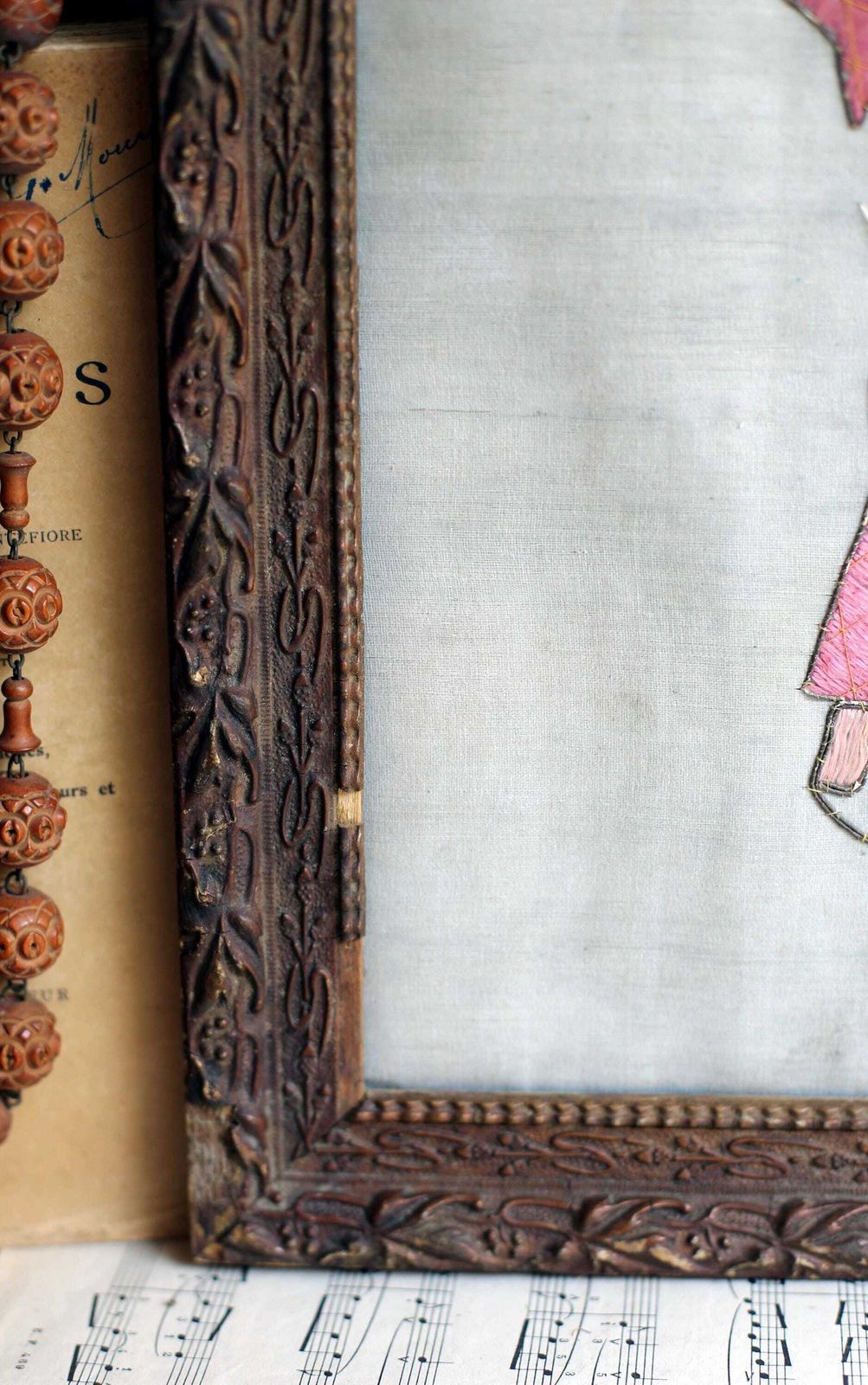 Antique Wwi Malta Souvenir Embroidery Picture Framed Art World War 1 photo vintage