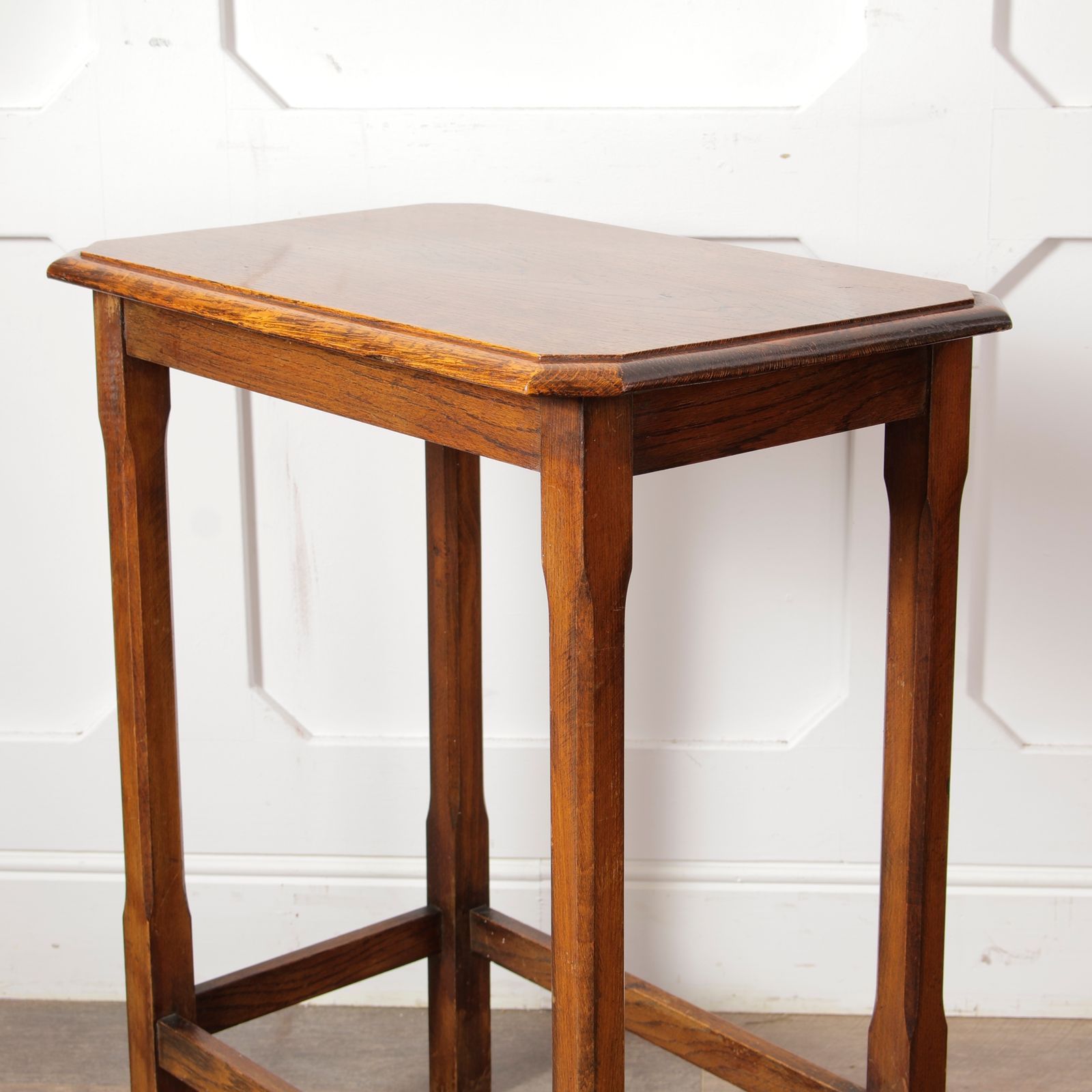 Vintage Oak Side Table With Chamfered Legs photo for sale