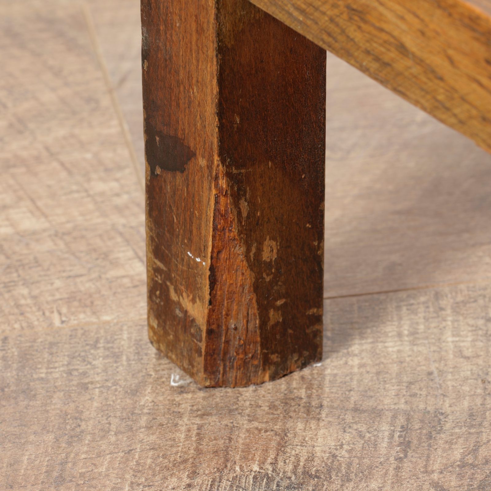 Vintage Oak Side Table With Chamfered Legs photo vintage