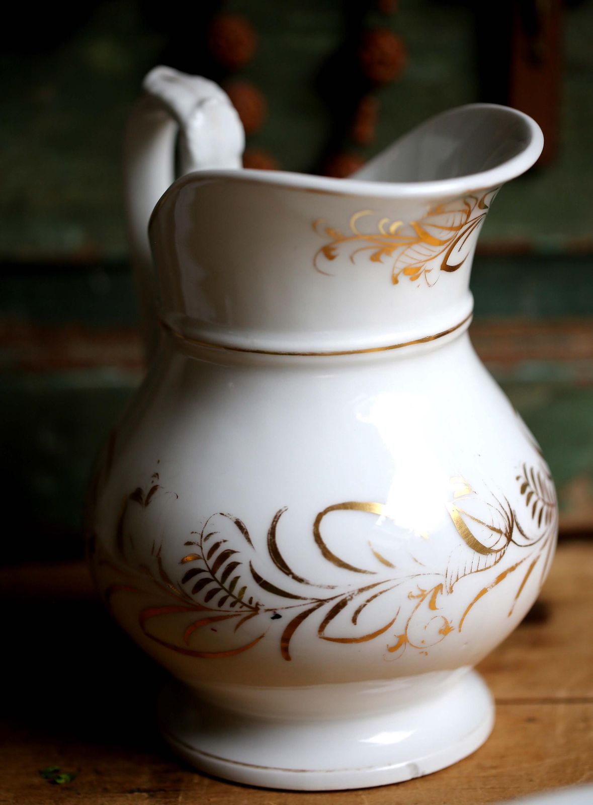 Home Decor Antique French Jug & Wash Bowl Set White Water Pitcher With Swan Handle photo