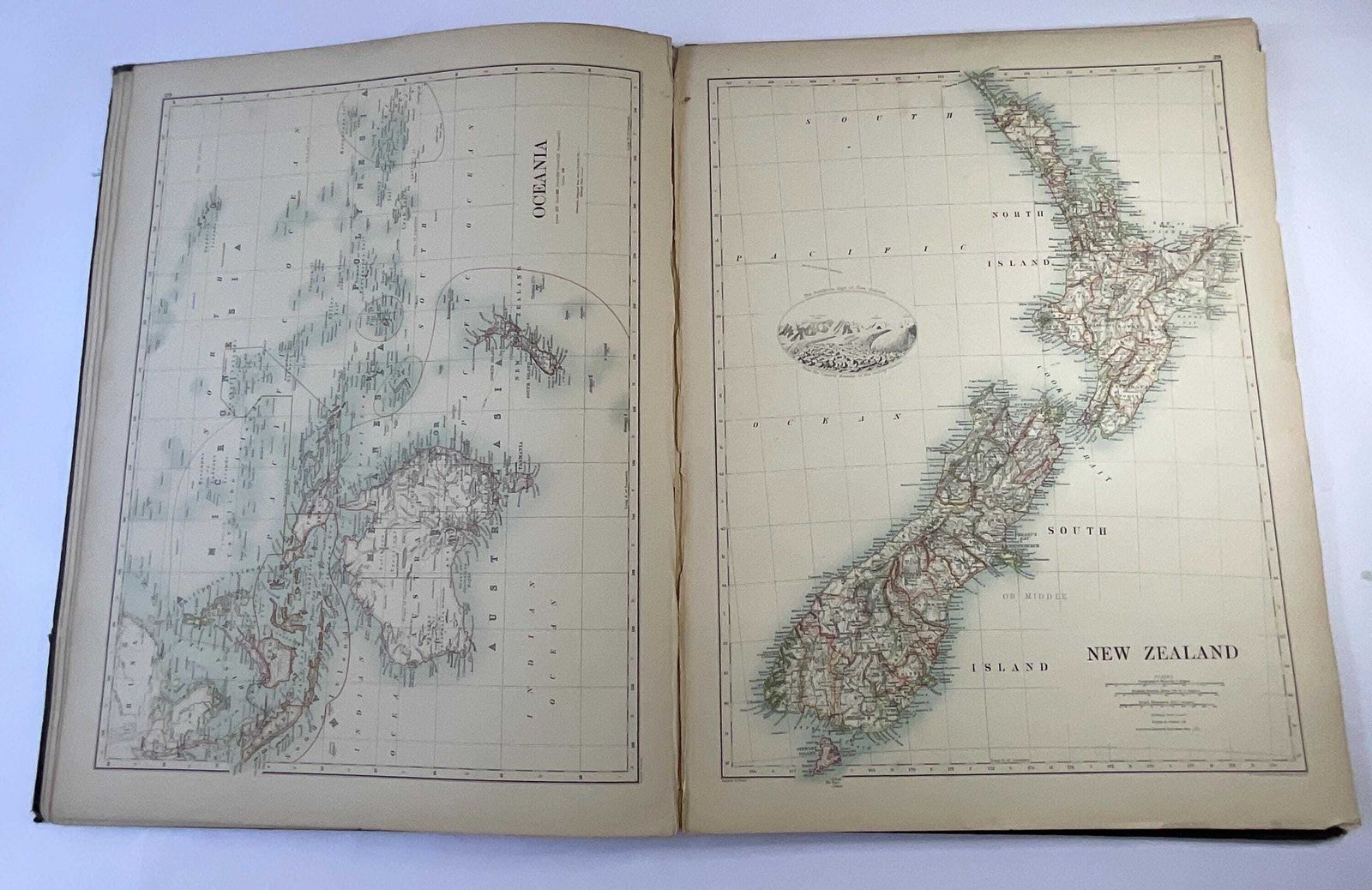 photo vinterior Imperial 1893 Elephant Folio Cosmographic World Atlas From The Library Of Sir Theodore Cracraft Hope (Imperial India Railway Builder)