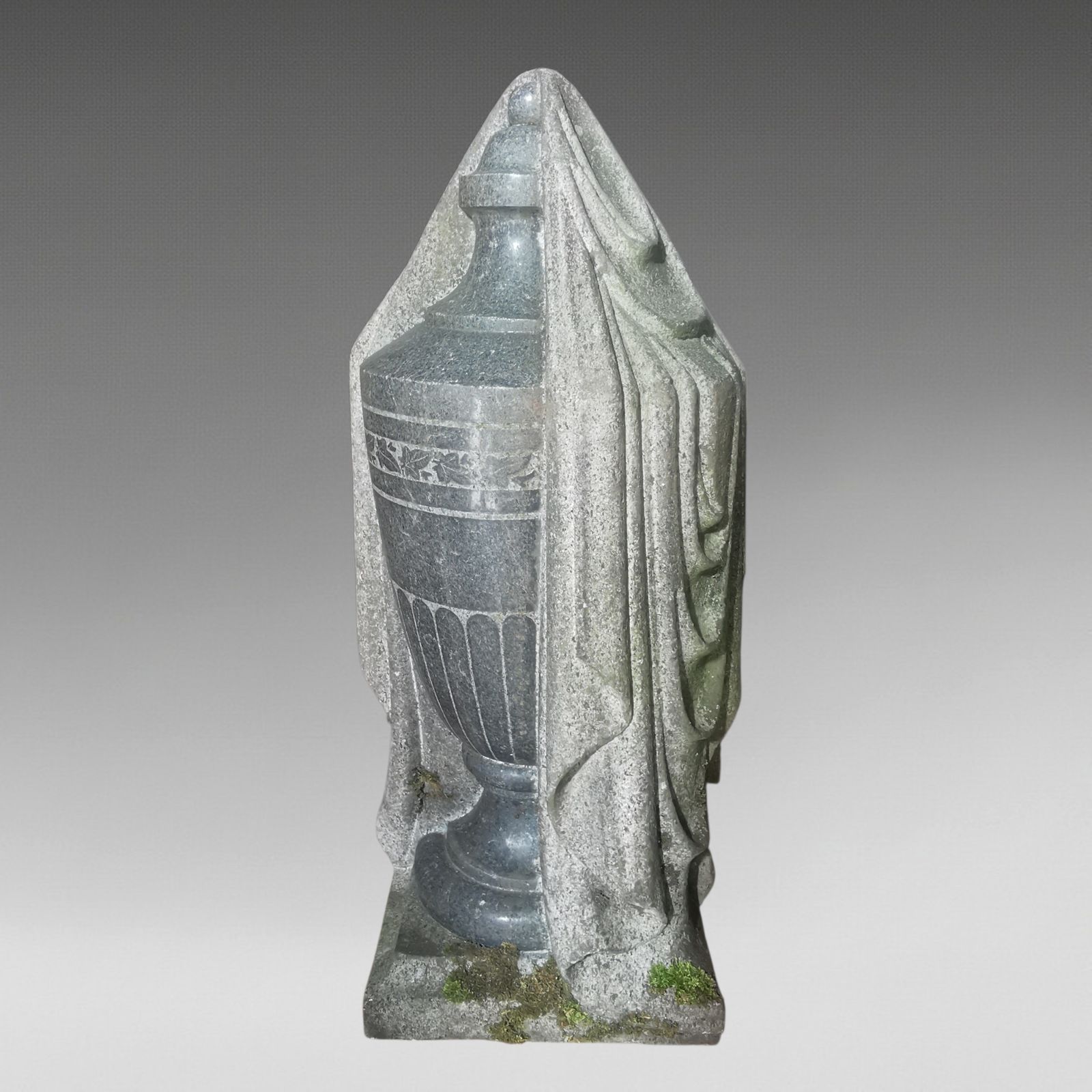 Gothic Revival Carved Granite Shrouded Funerary Cemetry Urn photo furniture