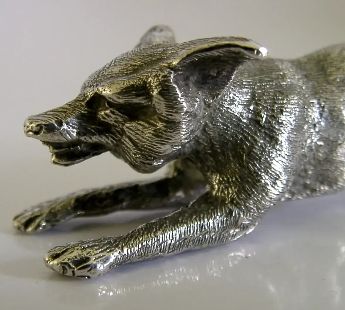 Heavy 104g English Sterling Silver Running Fox Figure 1968 Animal Hunting photo for sale