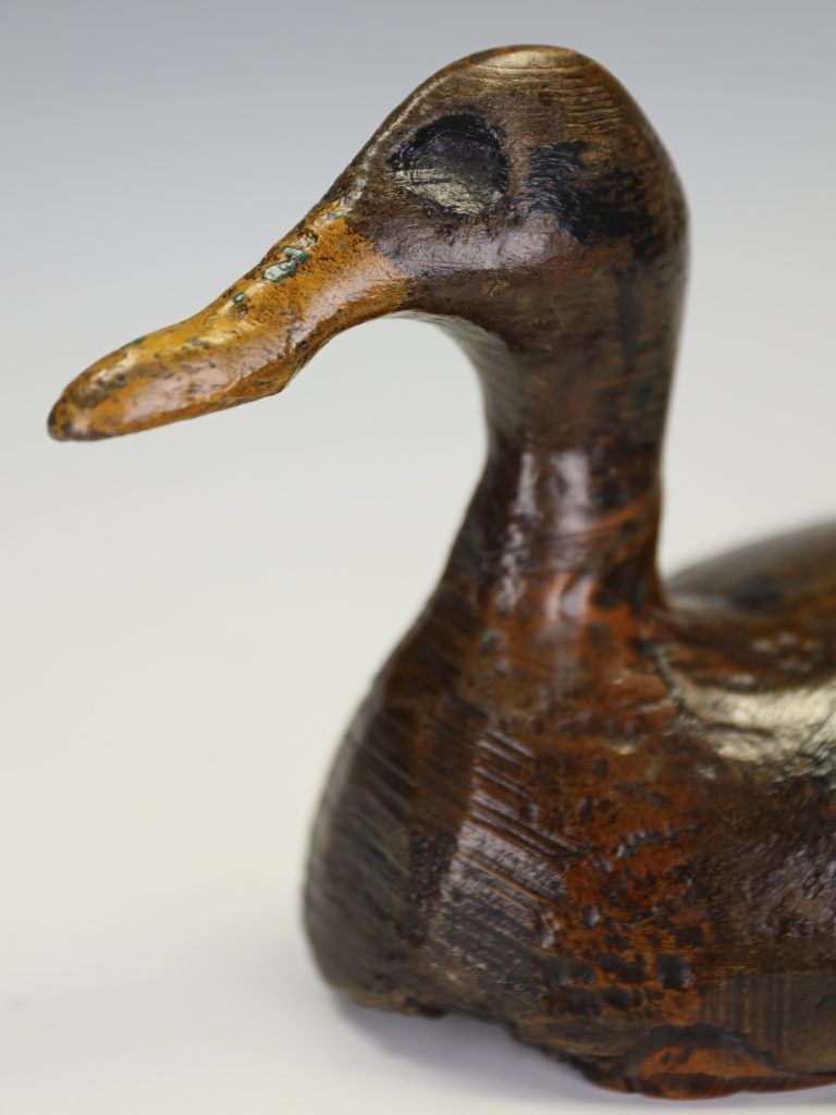 Antique 19th Century French Folk Art Carved Wooden Duck photo vintage