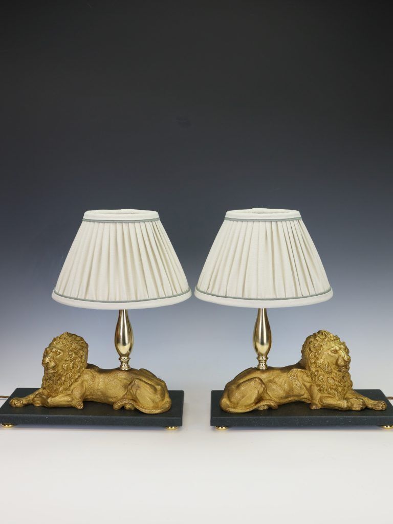 Magnificent Pair Of Gilt Bronze Lion Table Lamps By Henri Picard photo 2850.0