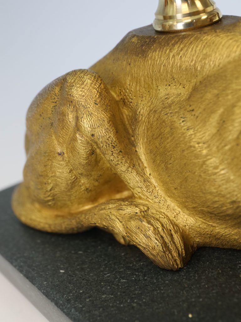 Magnificent Pair Of Gilt Bronze Lion Table Lamps By Henri Picard photo vintage