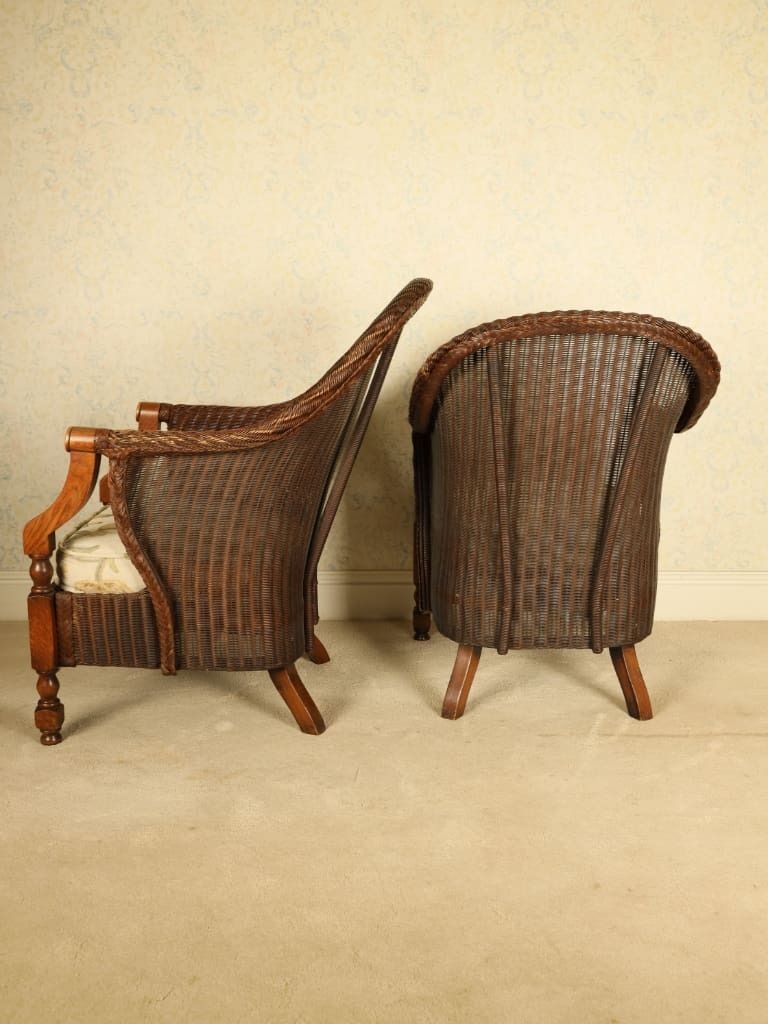 Rare Pair Of 1930s "Zeppelin" Lloyd Loom Armchairs By W. Lusty & Sons photo vintage