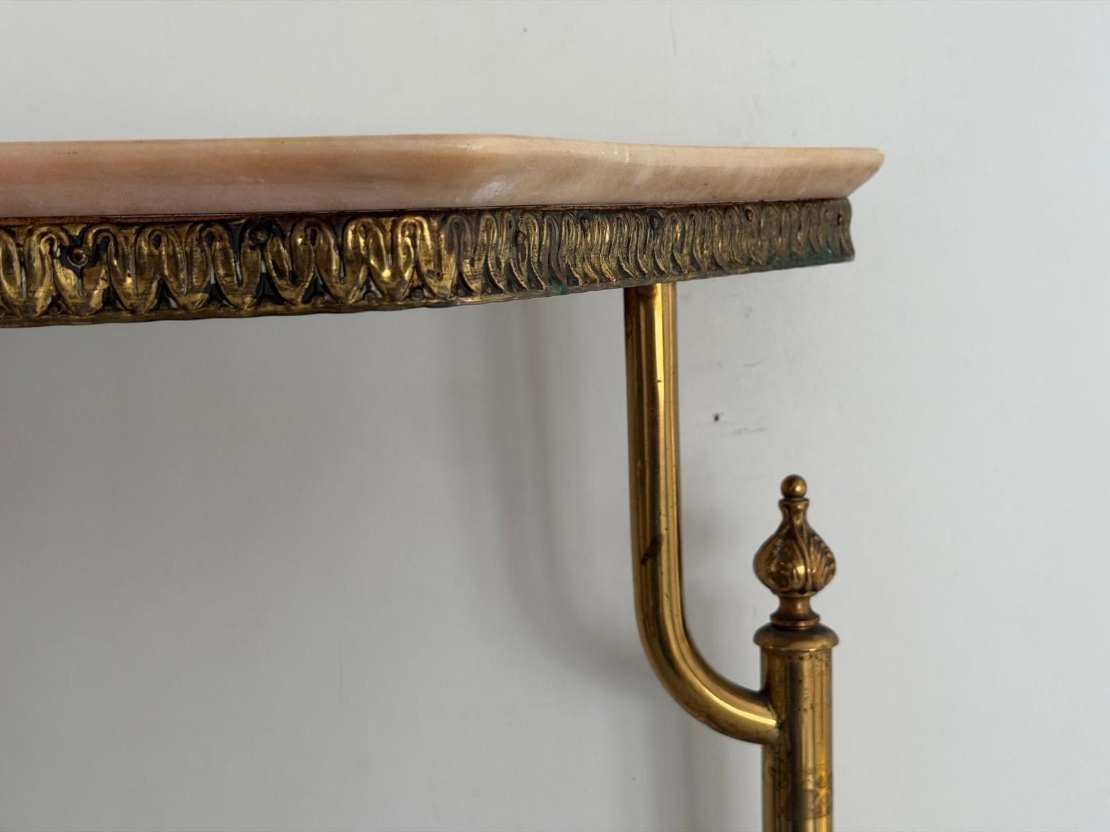 Mid Century Brass And Marble Top Floating Floor Console Table, 1950s, Italy photo vintage