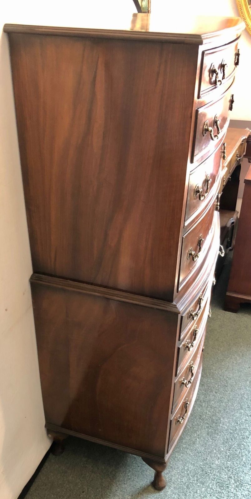 Small Early 20th Century Bow Fronted Walnut Tallboy photo 385.0