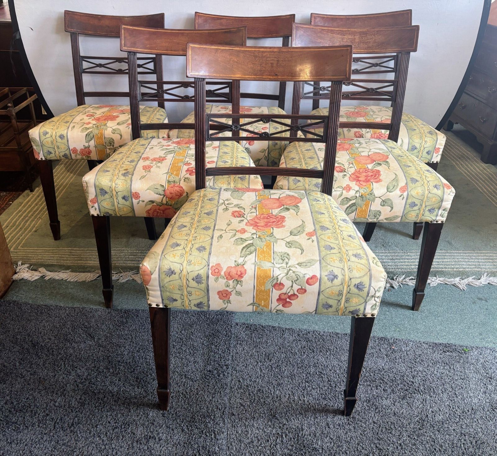 photo for sale Set Of Six Early 19th Century Mahogany Dining Chairs