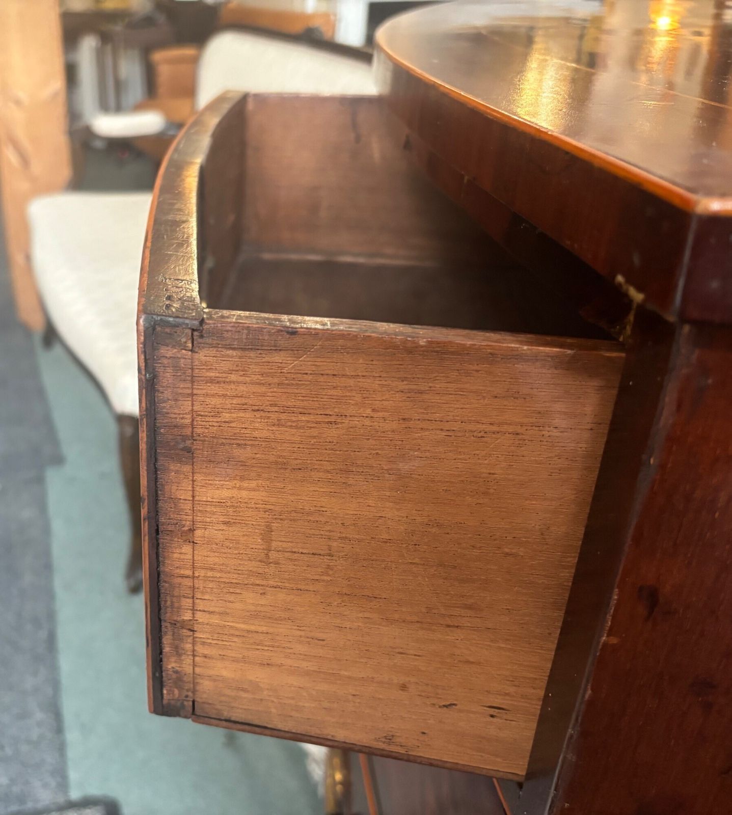 photo for sale Regency Mahogany And Cross Banded Bow Front Chest Of Drawers