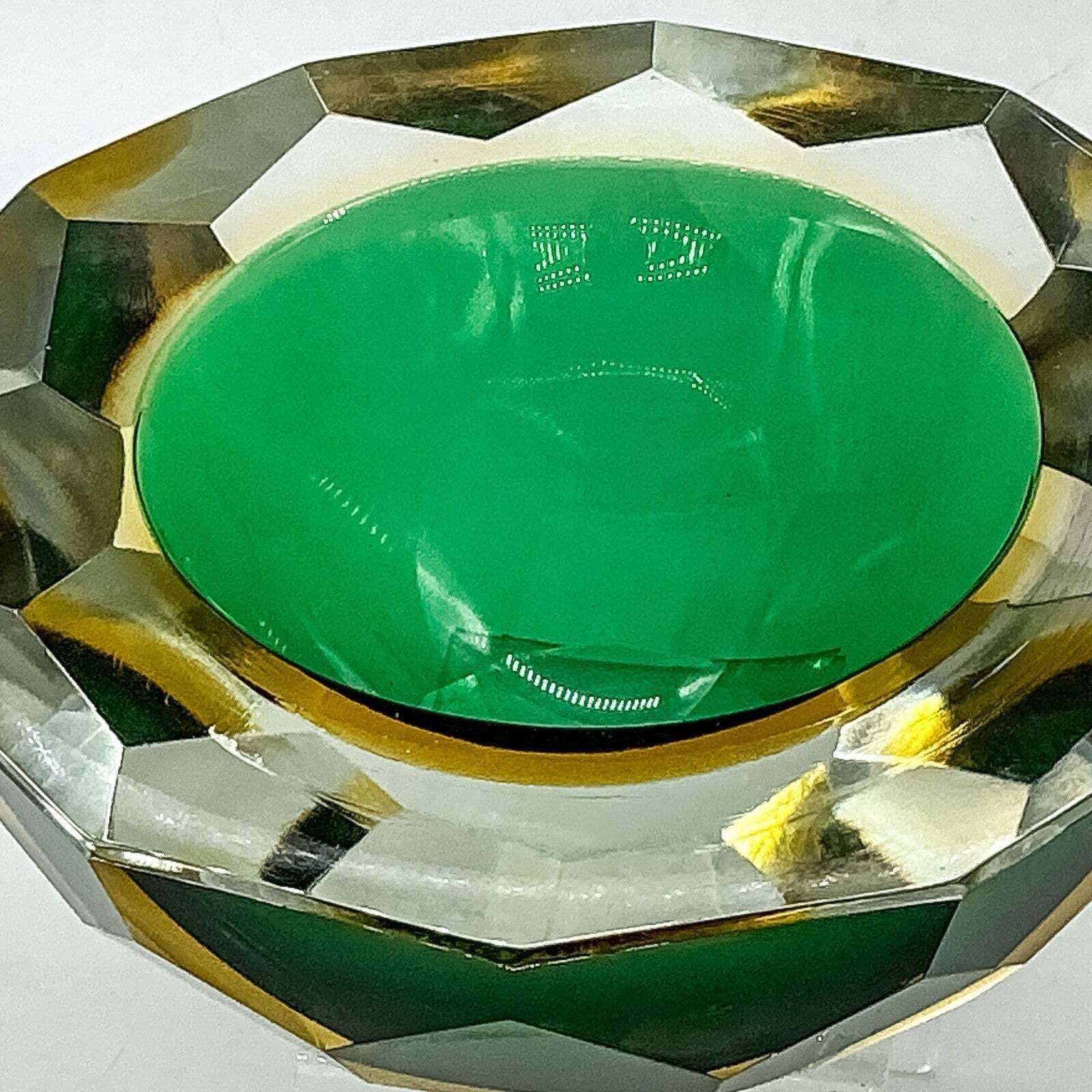 Murano Mandruzzato Sommerso 12 Diamond Faceted Geode Glass Bowl 70s Mcm photo 475.0