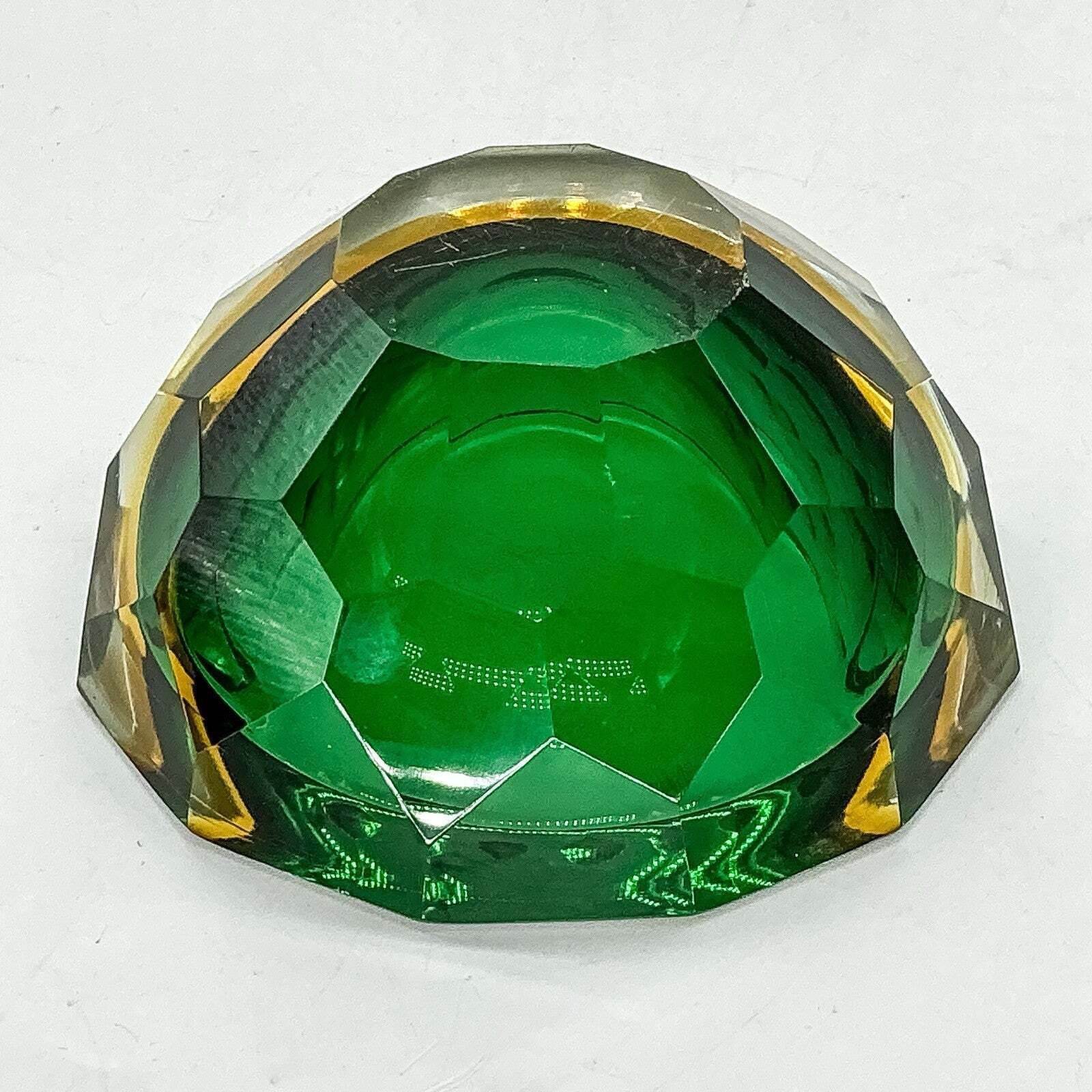 Murano Mandruzzato Sommerso 12 Diamond Faceted Geode Glass Bowl 70s Mcm photo buy