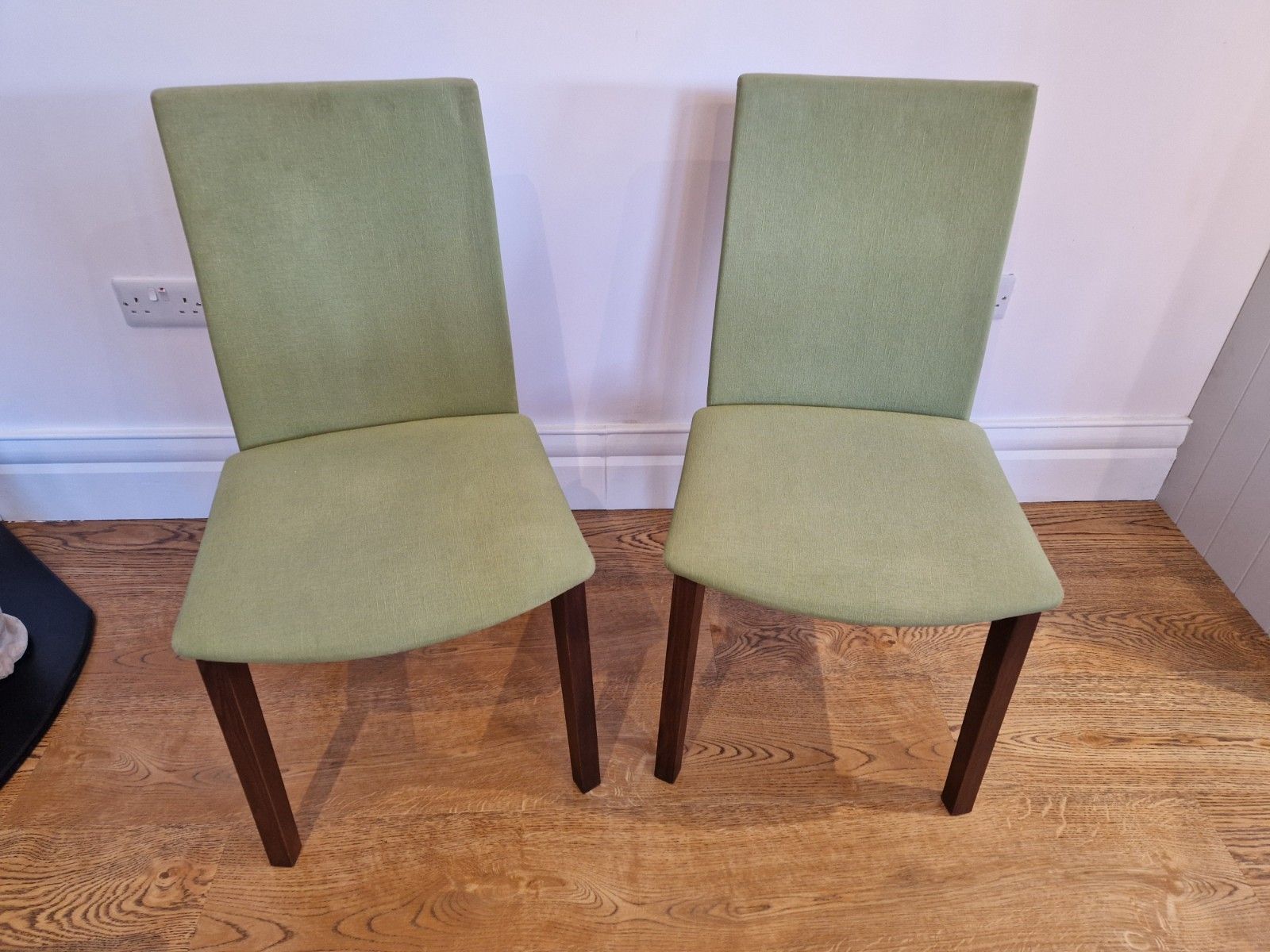 Skovby Sm51n Walnut Dining Chairs Set Of 4 Danish Modern Green Fabric photo vintage