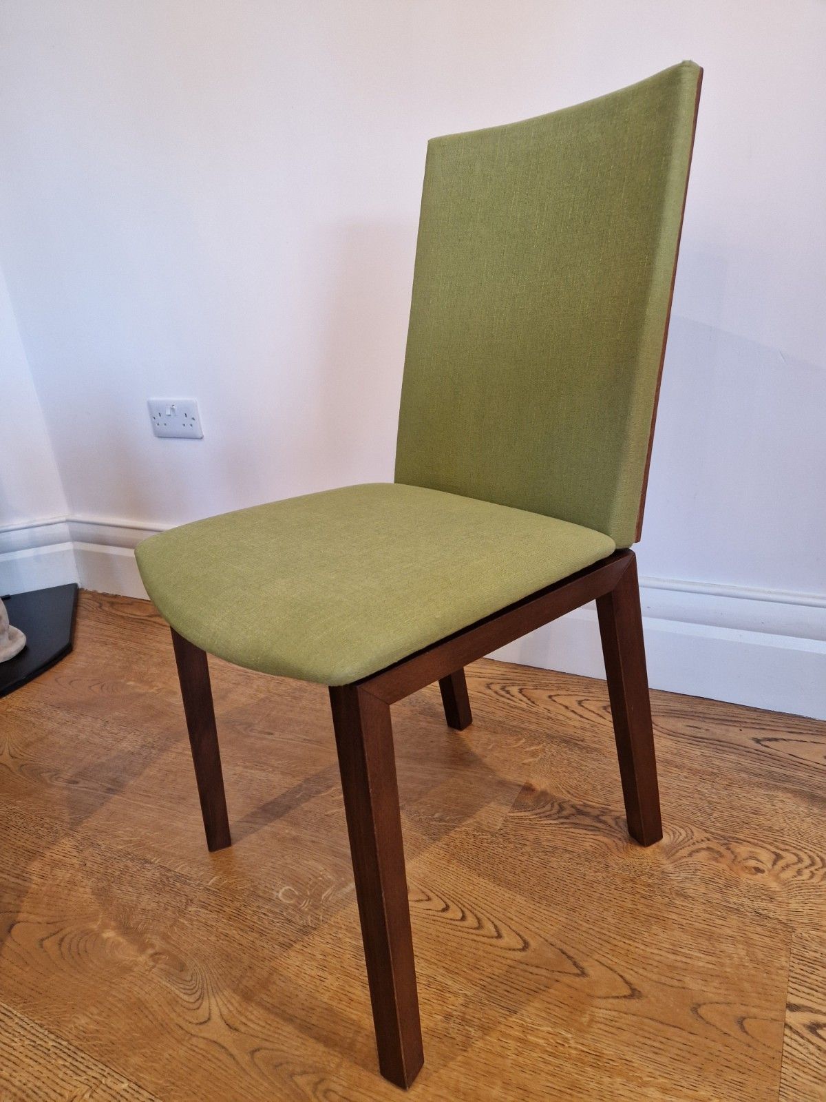 photo furniture Skovby Sm51n Walnut Dining Chairs Set Of 4 Danish Modern Green Fabric