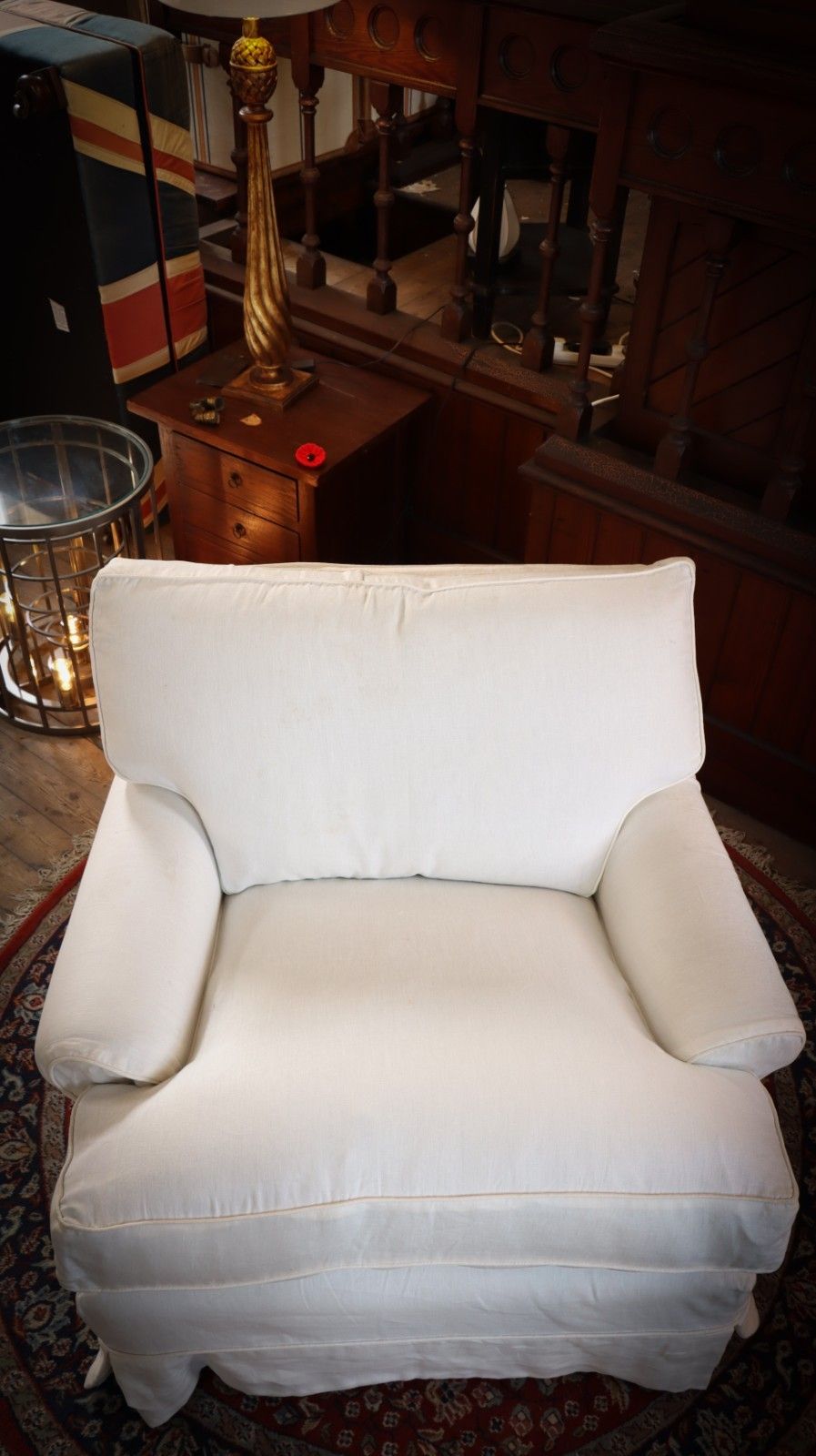 Super George Smith Short Scroll Arm Signature Cushion Back Snuggler Armchair 🚚 photo for sale