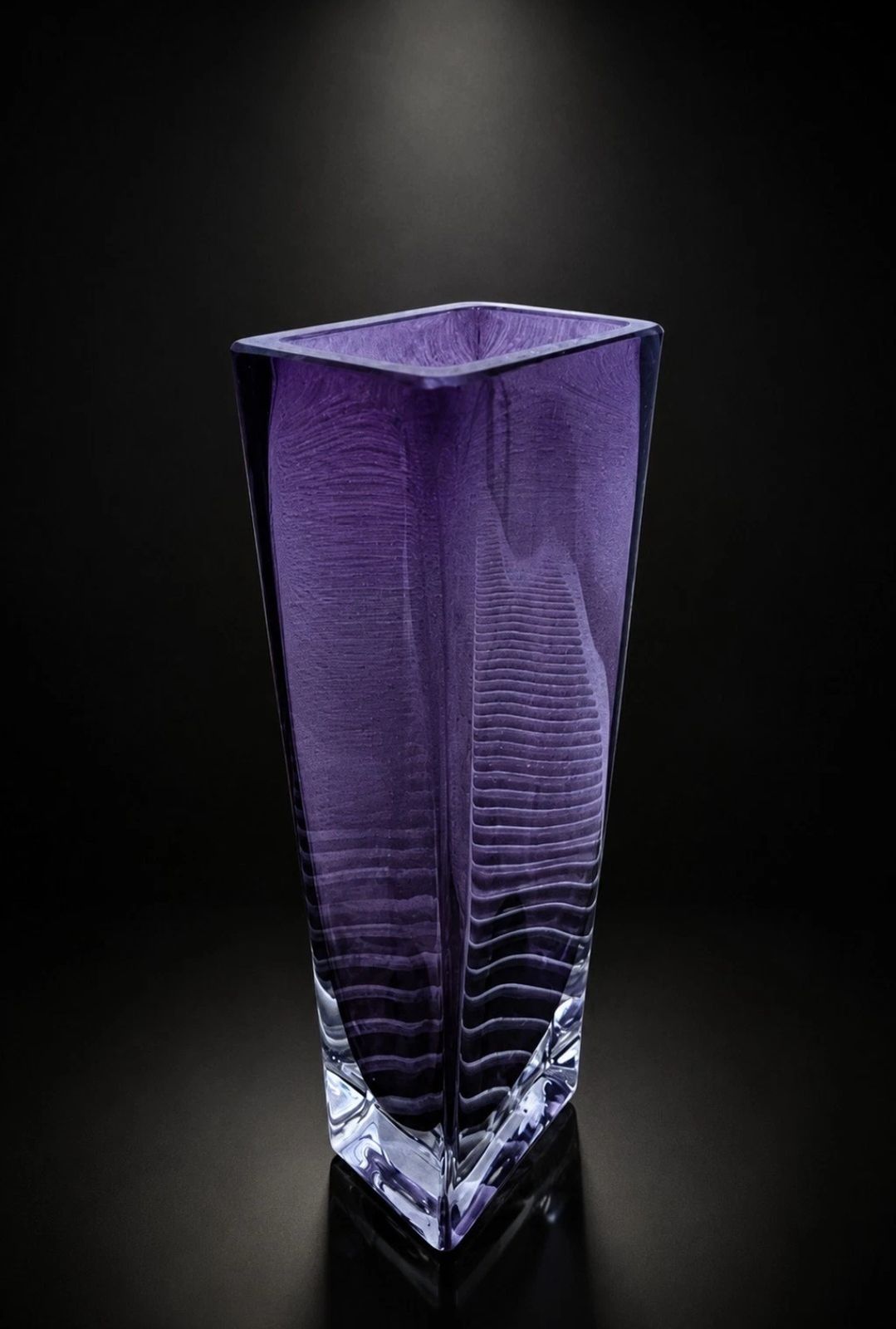 Purple Sommerso Style Art Glass Vase Geometric Form photo furniture