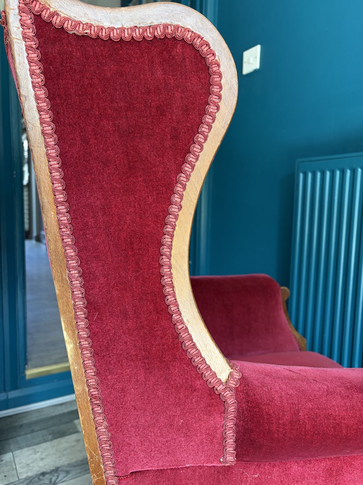Vintage Red Armchair   Recovered And In Good Condition photo 115.0