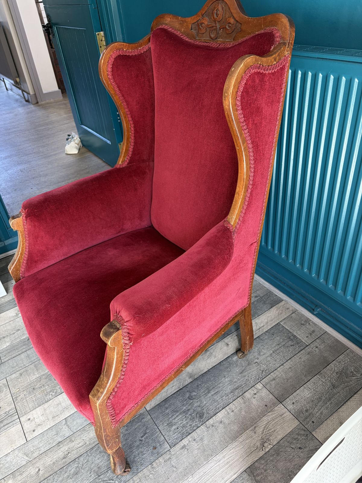 Vintage Red Armchair   Recovered And In Good Condition photo vintage