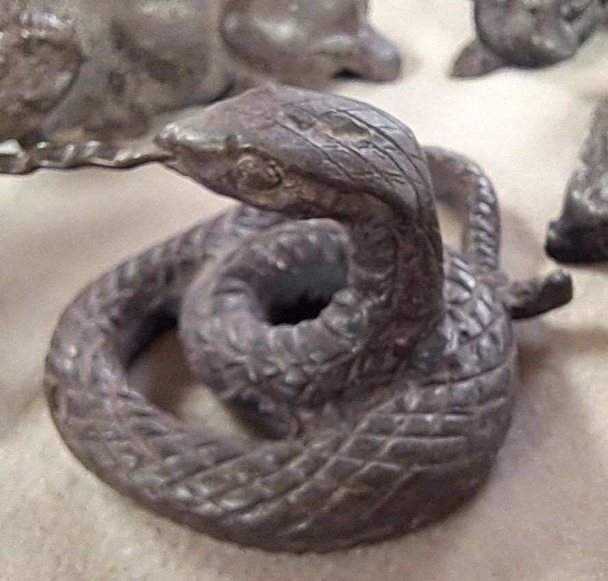 Collection Of 12 Antique Oriental  Bronze Miniature Animal Figurines photo for sale