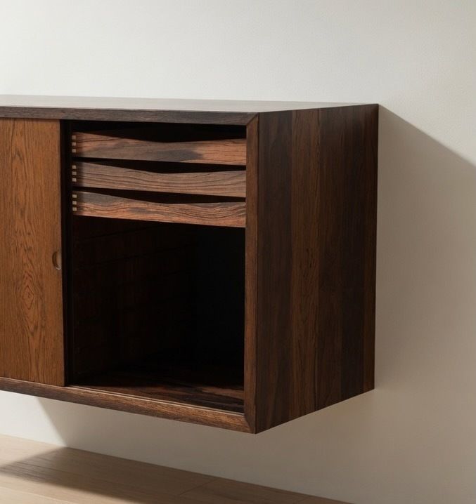 Poul Cadovius Floating Wall Mounted Rosewood Sideboard By Cado, 1960s. photo vinterior