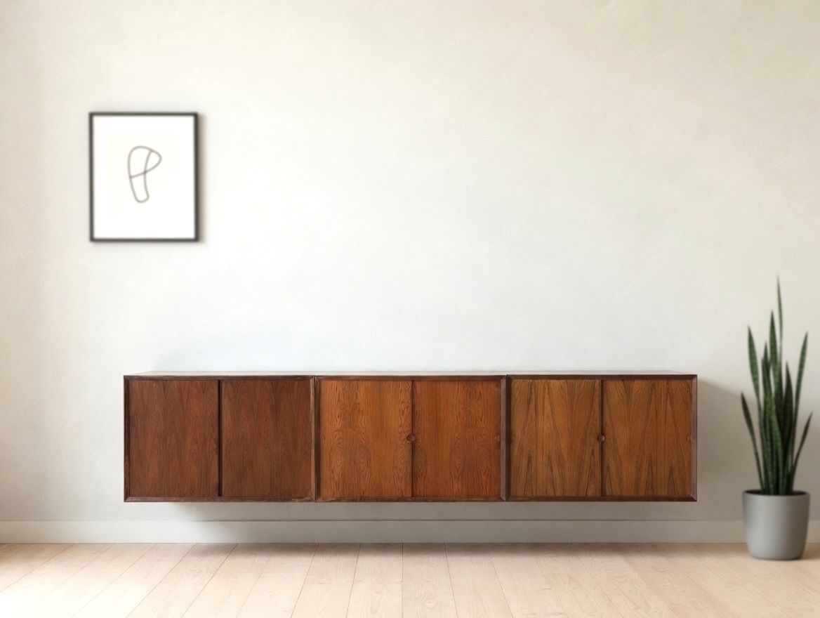 Furniture Poul Cadovius Floating Wall Mounted Rosewood Sideboard By Cado, 1960s. photo