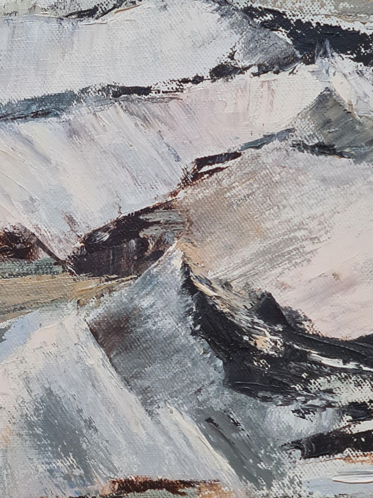 Mountain Landscape Oil On Canvas, Modern Style, Late 20th Century photo buy