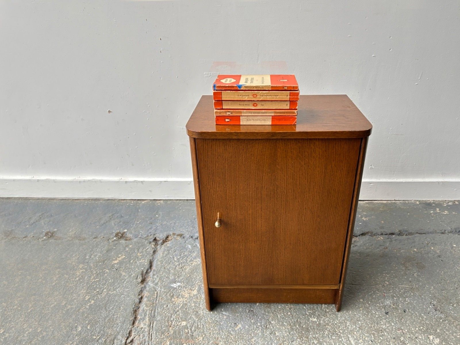 Vintage ‘Utility Furniture’ Oak Bedside Cabinet / Nightstand