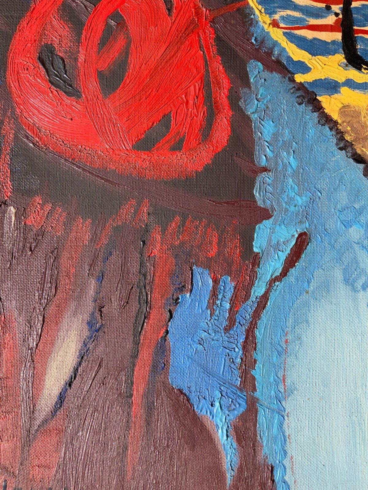 Abstract Vintage Oil Paintings On Canvas “ Simfoni”, Signed By Henny, 1967 photo buy