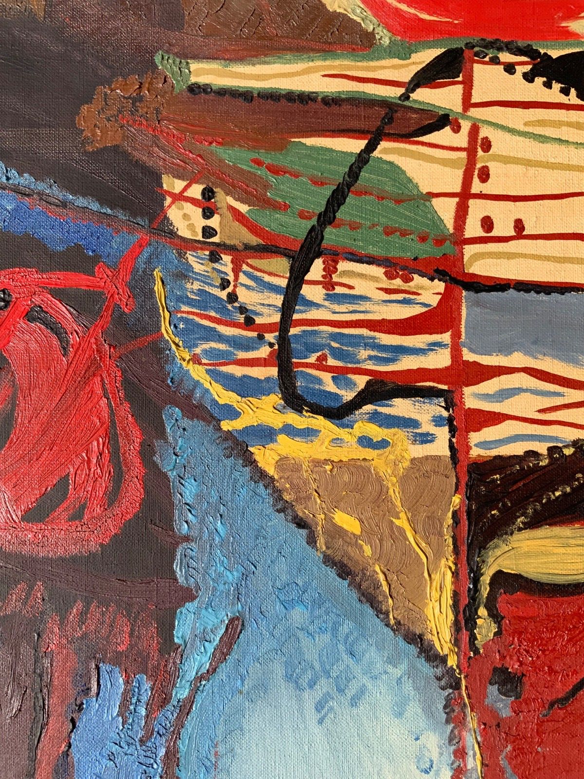 Abstract Vintage Oil Paintings On Canvas “ Simfoni”, Signed By Henny, 1967 photo vintage