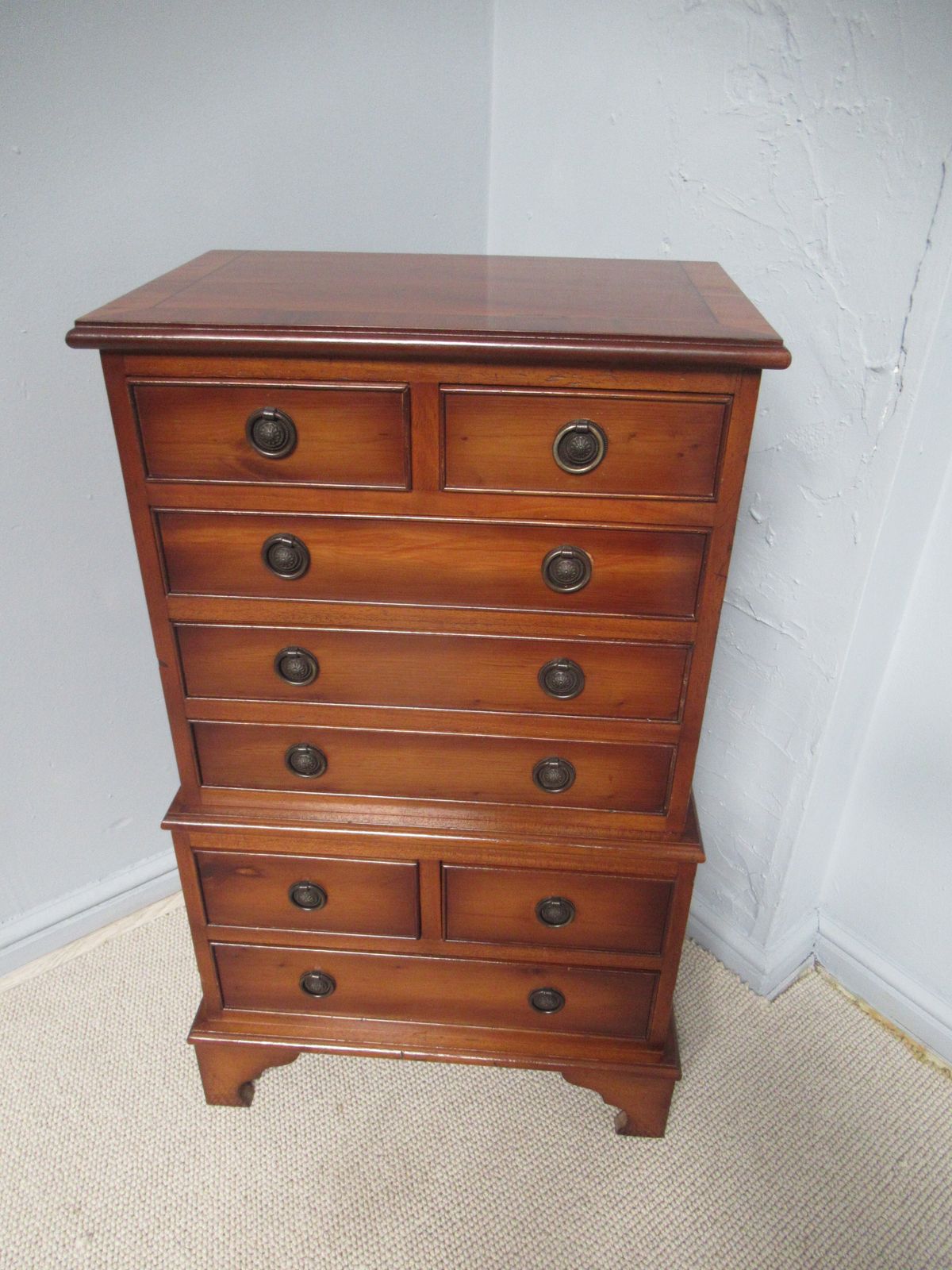 A   1970s   Yew Wood    Small Chest Of Drawers. photo for sale