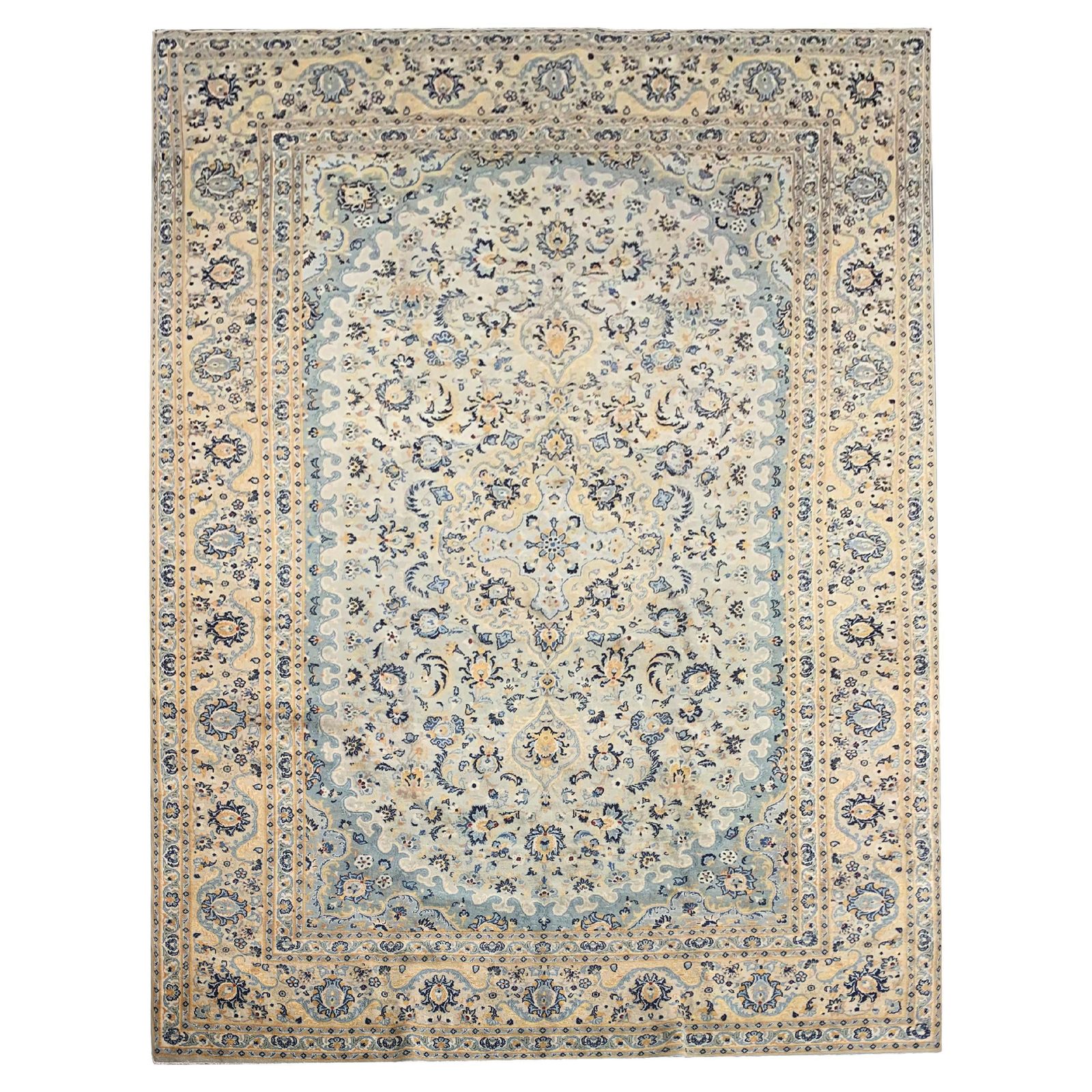 Beige Oriental Rug Handmade Carpet Rug Wool Living Room Rug