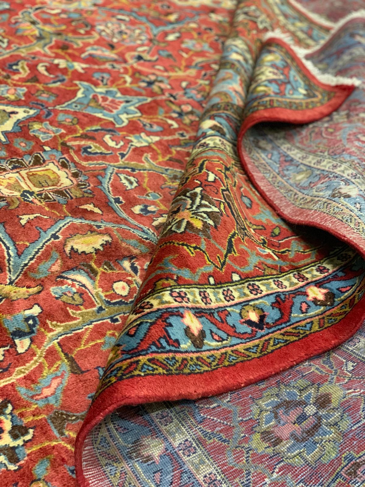 Large Vintage Wool Carpet Handwoven Traditional Red Area Rug photo 6023.0